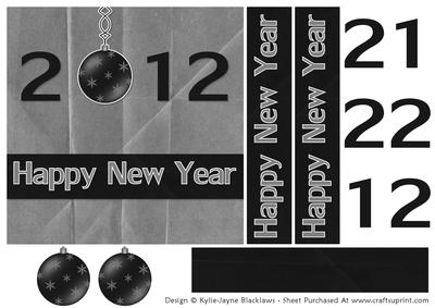 Black and Silver 2 - Happy New Year - Quick Card