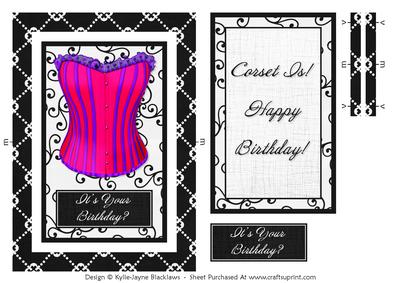 Corset 1 - Happy Birthday - Rectangle Spinner Card