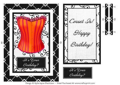 Corset 3 - Happy Birthday - Rectangle Spinner Card