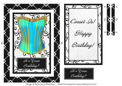 Corset 4 - Happy Birthday - Rectangle Spinner Card