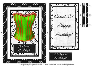 Corset 6 - Happy Birthday - Rectangle Spinner Card