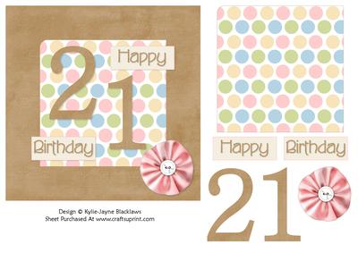Female Polka - 21st Birthday Card