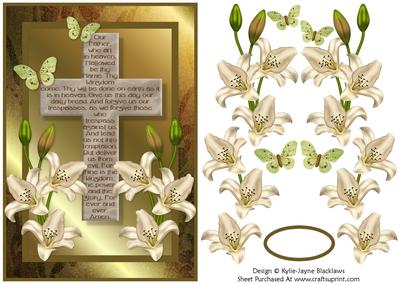The Lord's Prayer on Cross 2 with Decoupage Card
