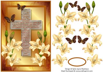 The Lord's Prayer on Cross 3 with Decoupage Card