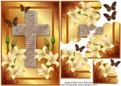 The Lord's Prayer on Cross 3 - Scalloped Pyramid Card