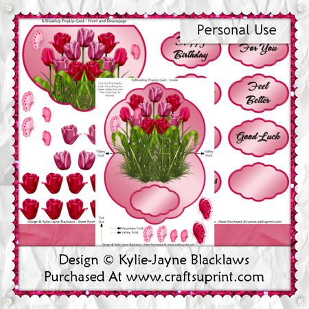 Tulip Field - Pinks - Scalloped Popup Card Kit