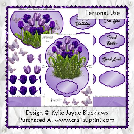 Tulip Field - Purples - Scalloped Popup Card Kit