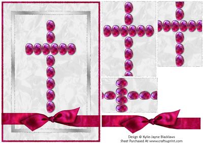 Glass Pebble Cross 5 - Pyramid Card