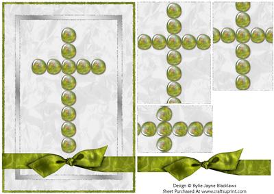 Glass Pebble Cross 6 - Pyramid Card