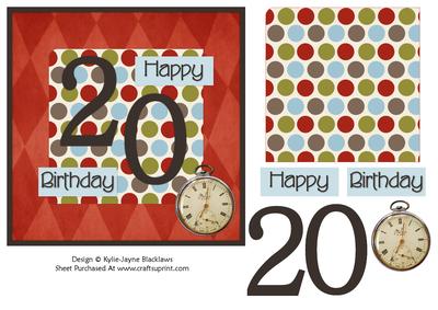 Male Polka - 20th Birthday Card