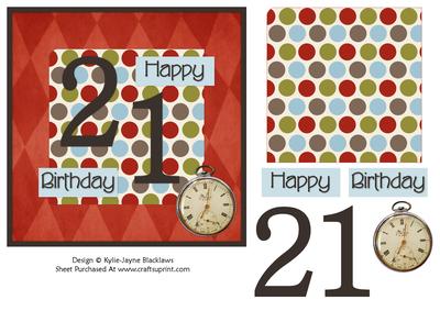 Male Polka - 21st Birthday Card