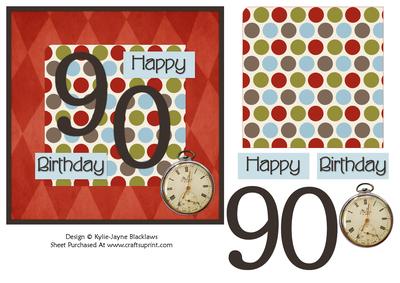 Male Polka - 90th Birthday Card