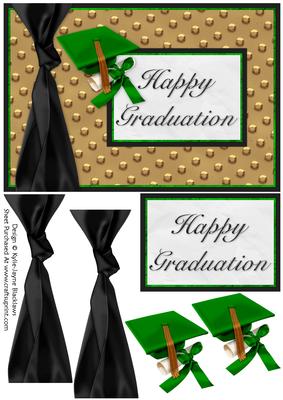 Graduation Green Gold Black - Happy Graduation - Card
