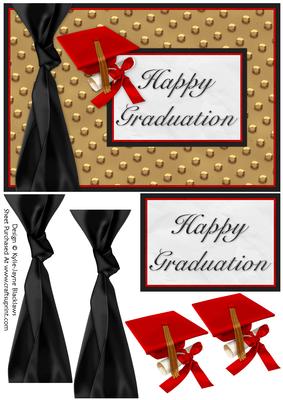 Graduation Red Gold Black - Happy Graduation - Card