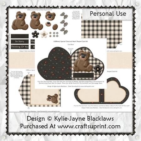 Beary Special - Charcoal - Heart Shaped Fold Card Kit