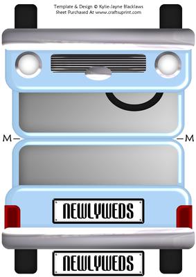 Blue Limousine - Newlyweds - Shaped Card
