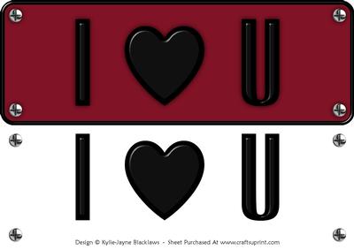Large Dl - I Heart U 1 - 3D Decoupage Card
