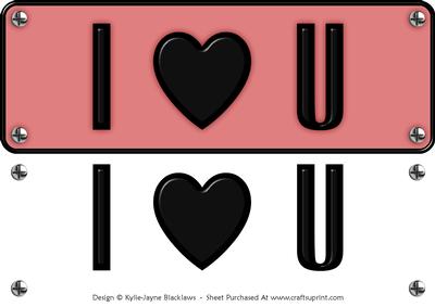 Large Dl - I Heart U 2 - 3D Decoupage Card