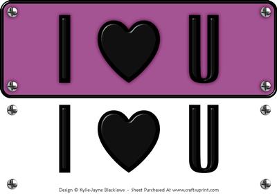 Large Dl - I Heart U 3 - 3D Decoupage Card