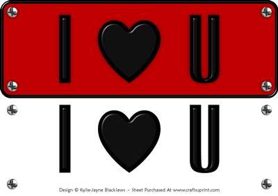 Large Dl - I Heart U 4 - 3D Decoupage Card