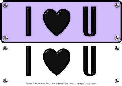 Large Dl - I Heart U 5 - 3D Decoupage Card
