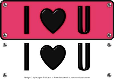 Large Dl - I Heart U 6 - 3D Decoupage Card