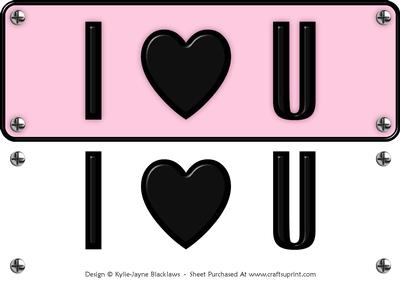 Large Dl - I Heart U 7 - 3D Decoupage Card