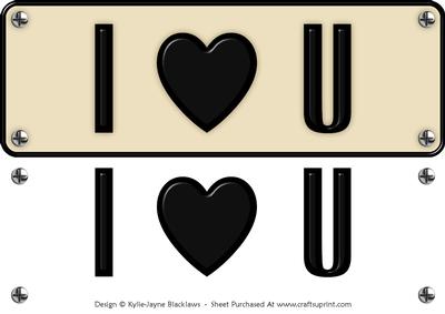 Large Dl - I Heart U 9 - 3D Decoupage Card