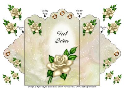 Cream Rose - Feel Better - Scallop Top Tri Fold Card