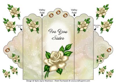 Cream Rose - for You Sister - Scallop Top Tri Fold Card