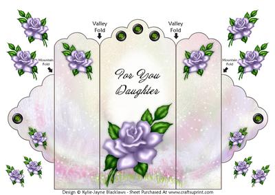 Lavender Rose - for You Daughter - Scallop Top Tri Fold Card