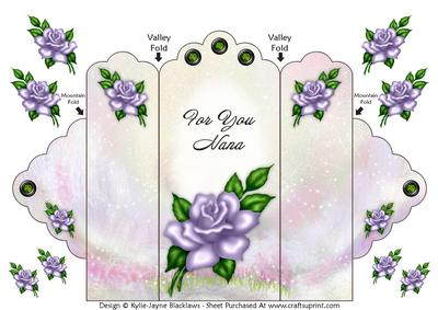 Lavender Rose - for You Nana - Scallop Top Tri Fold Card