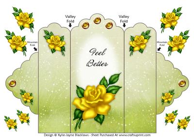 Yellow Rose - Feel Better - Scallop Top Tri Fold Card