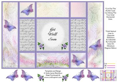Fantasy Butterfly 3 - Get Well Soon - Tri Shutter Card