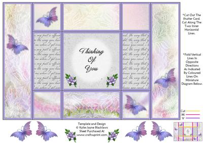 Fantasy Butterfly 3 - Thinking of You - Tri Shutter Card