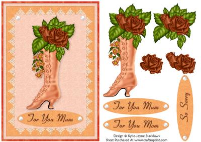 Pretty Vintage Ladies Boot in Apricot 1b - Card Front