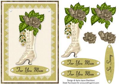 Pretty Vintage Ladies Boot in Cream 1b - Card Front