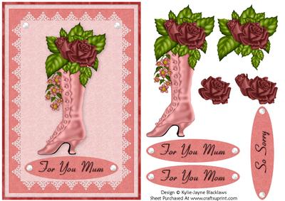 Pretty Vintage Ladies Boot in Dirty Pink 1b - Card Front