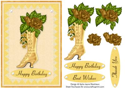 Pretty Vintage Ladies Boot in Lemon 1a - Card Front