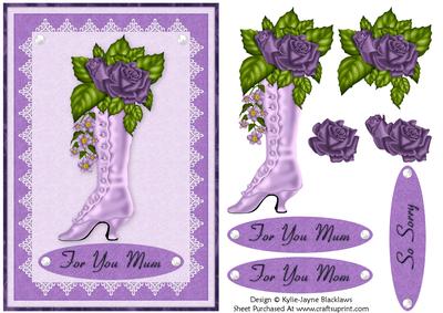 Pretty Vintage Ladies Boot in Purple 1b - Card Front