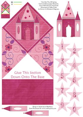 Pink Castle - Age Birthday - 3D Spring Decoupage Card