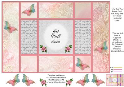 Fantasy Butterfly 4 - Get Well Soon - Tri Shutter Card