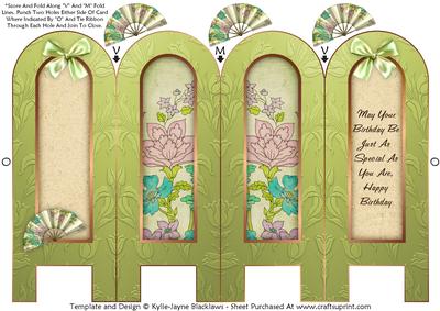 Vintage Floral 2a - Birthday - Folded Screen Card