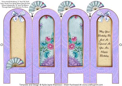 Vintage Floral 3a - Birthday - Folded Screen Card