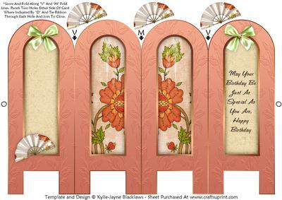 Vintage Floral 4a - Birthday - Folded Screen Card