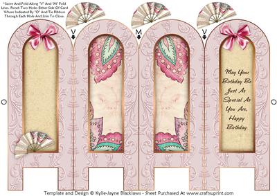 Vintage Floral 5a - Birthday - Folded Screen Card