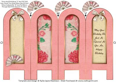 Vintage Floral 7a - Birthday - Folded Screen Card