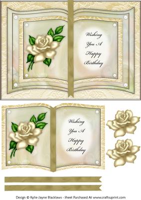 Cream Rose - Wishing You a Happy Birthday - Book Sheet