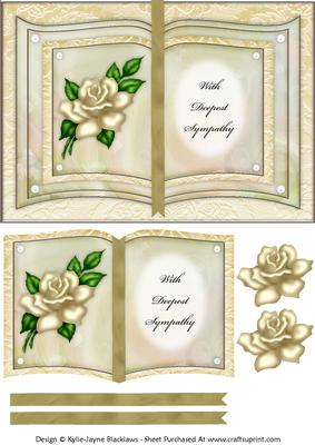 Cream Rose - with Deepest Sympathy - Book Sheet