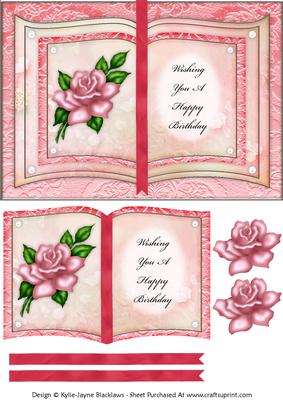 Pink Rose - Wishing You a Happy Birthday - Book Sheet